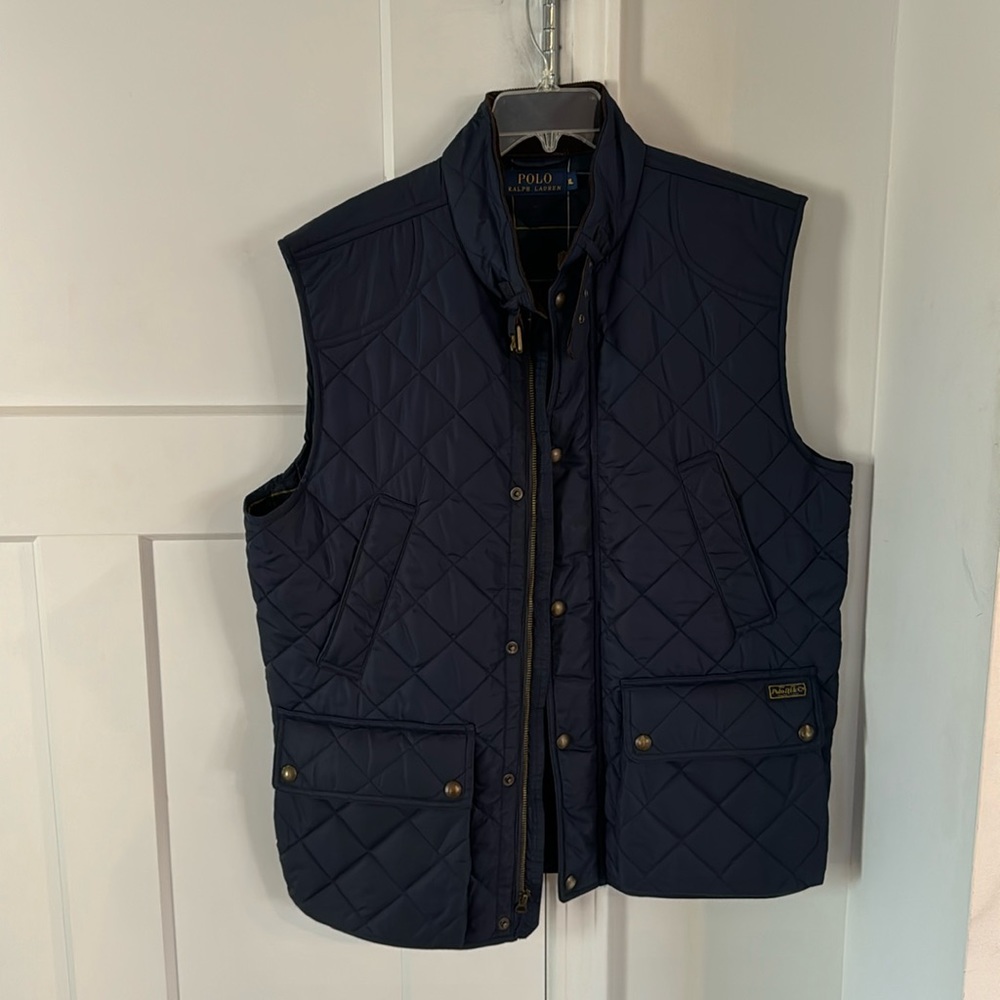 Polo Ralph Lauren navy quilted men’s vest XL Like New!
